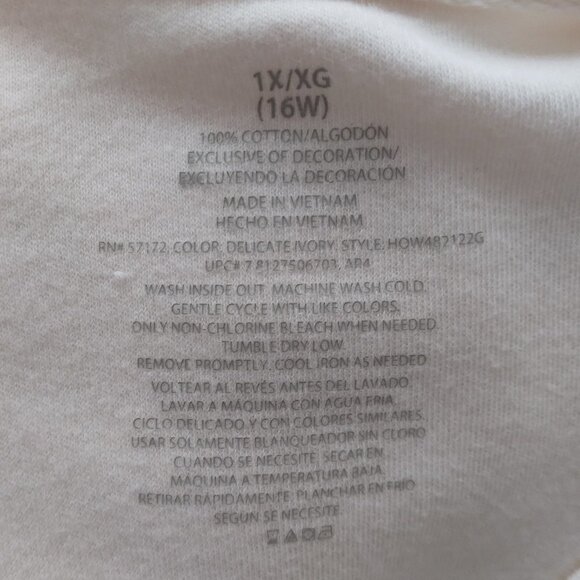 Ivory Beaded Embroidered Applique Red Cardinal Cotton Knit Top | Size 1X (16W) - Picture 5 of 7